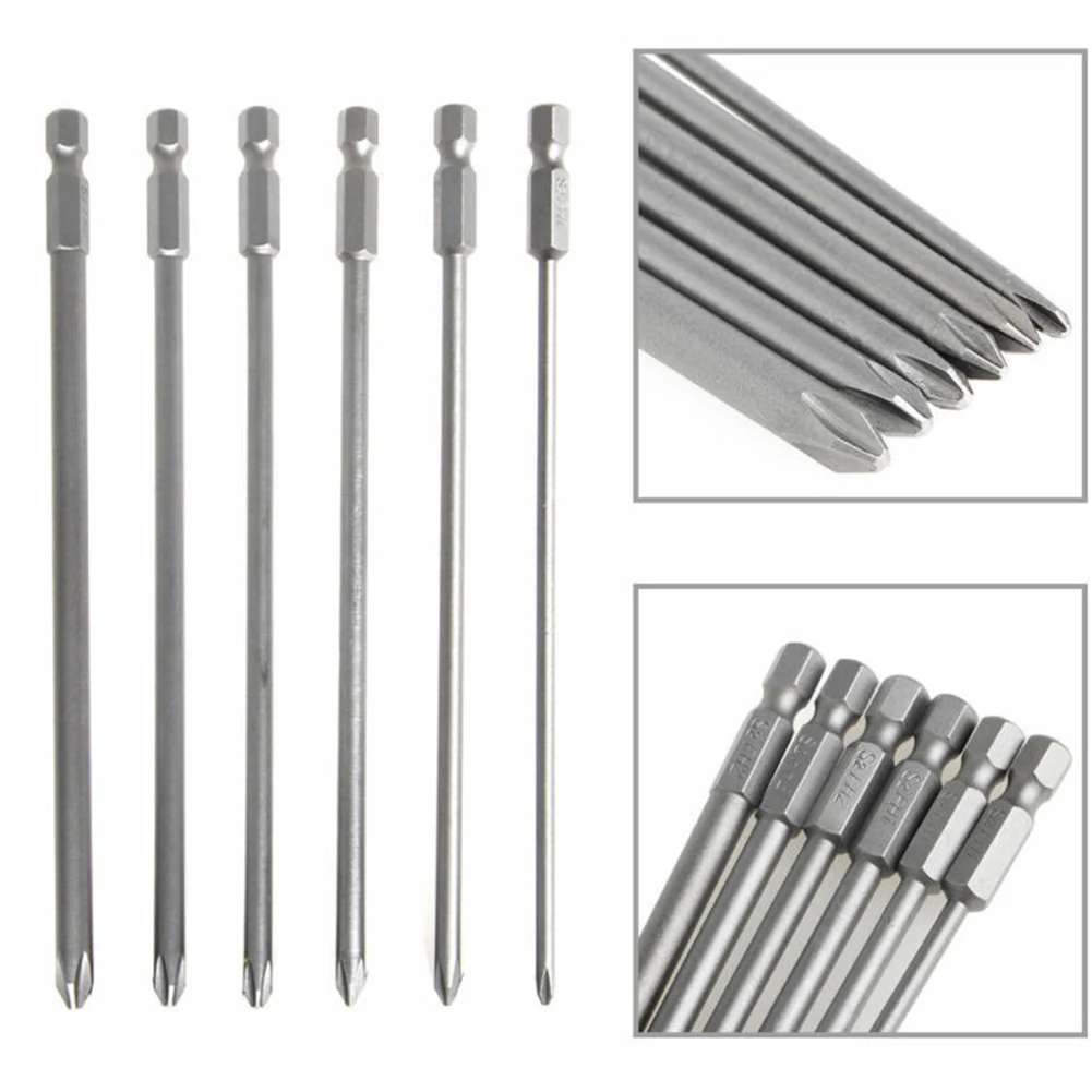 

6pc Magnetic Hex Screwdriver Bit 100mm 1/4'' Hex Shank Screw Driver PH1/PH2 Electric Screwdriver Screwdriver Tip Holde Hand Tool