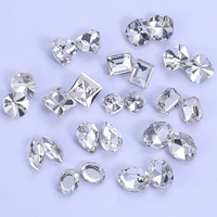 qiao 40pcs pointback rhinestones glitter crystal nail art gems drop round square shape rhinestones decorative accessories crafts