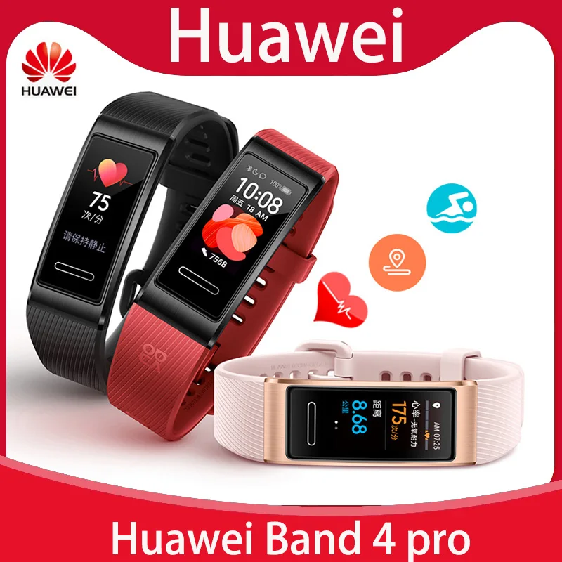 

Original Huawei Band 4 Pro Smart Band Blood Oxygen 0.95'' AMOLED Screen Heart Rate Tracker GPS Sleep monitoring Smartband