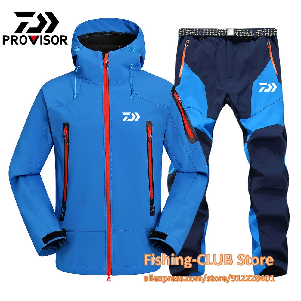 

New Daiwa Men Fishing Jacket Winter Warm Windproof Waterproof Outdoor Sports Hiking Snowboarding Fleece Coat Trousers Ski Suit