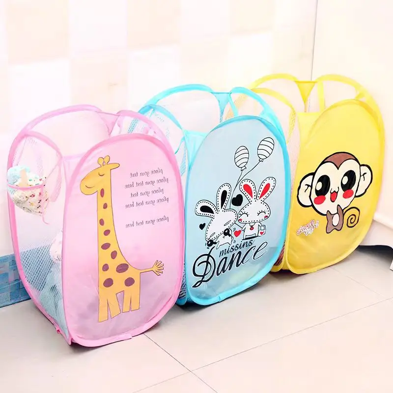 Foldable Dirty Clothes Blue Basket Cartoon Laundry Storage Children's Toy Sundries Sto