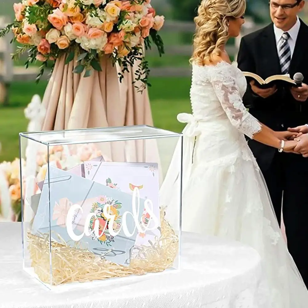 

Acrylic Card Box Wedding Supplies Money Box Holder For Marriage Reception Anniversary Shower Birthday Decorations Gifts