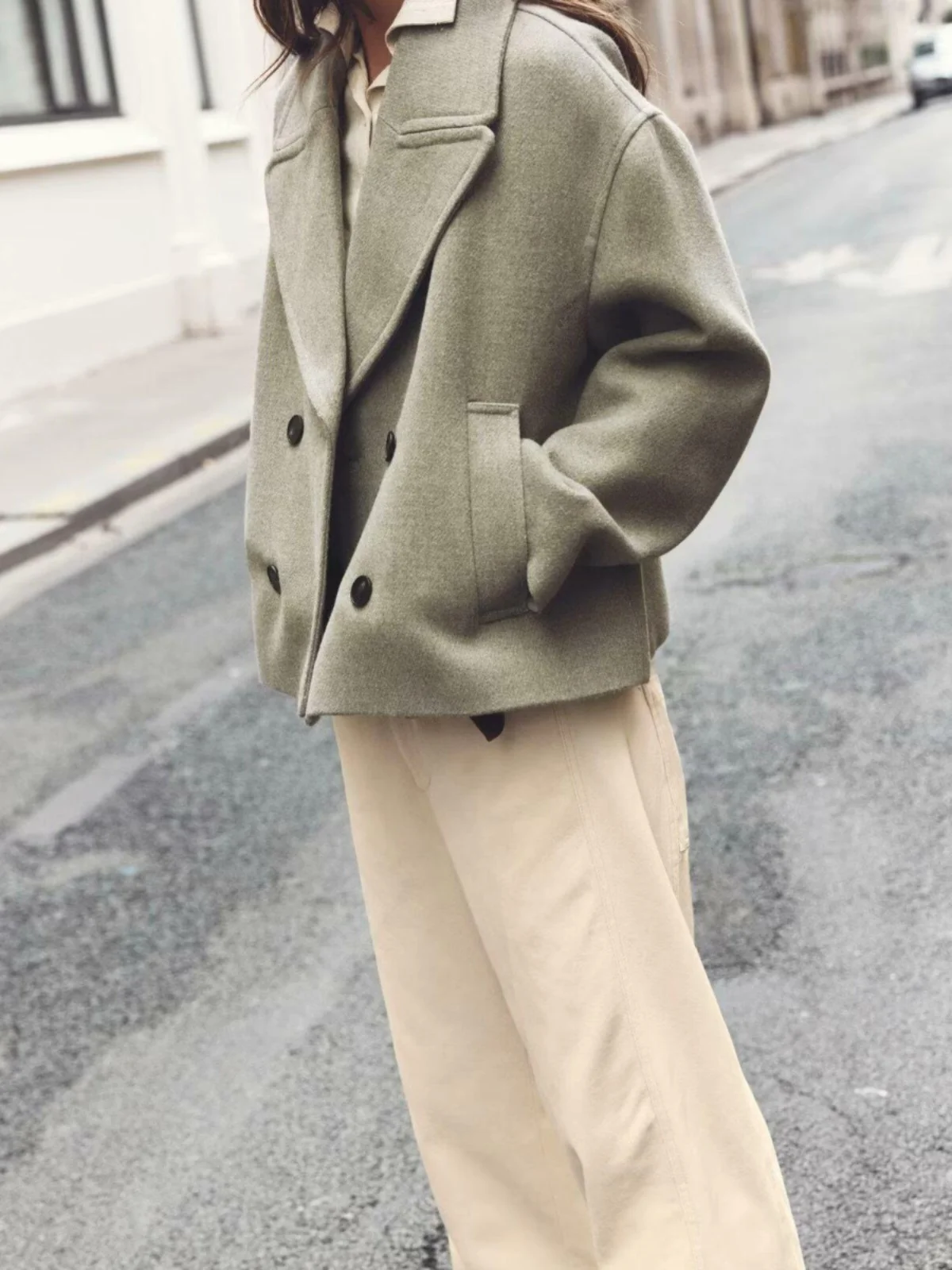 Za 2024 свободная версия двубортное флисовое короткое пальто верхняя одежда 8372289