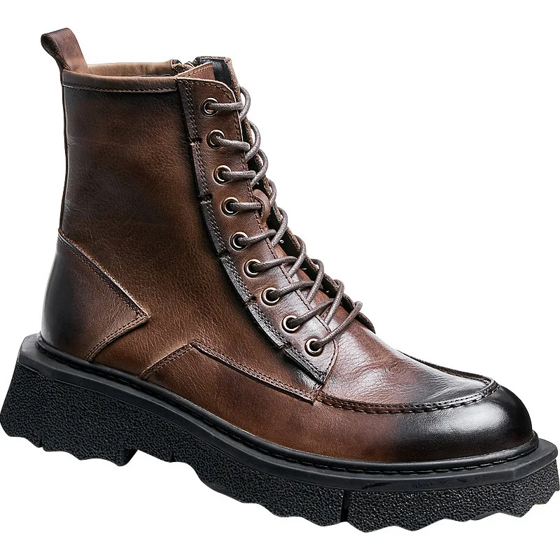 

Genuine Leather Cowhide Autumn Winter Ankle Boots Casual Shoes Combat Boots Mens Designer Shoes Men Cowboy Boots Mens Fashion