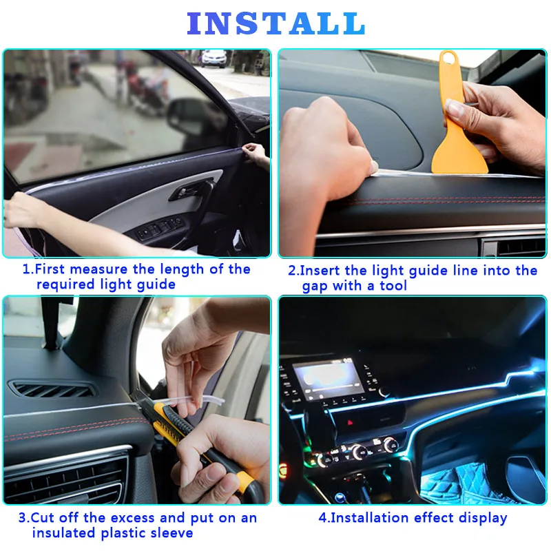 1~5M EL Wire String Strip Tube Light Neon Glow USB Car Interior Atmosphere Decor Lamp for Chevrolet Colorado Cruze Malibu - купить по