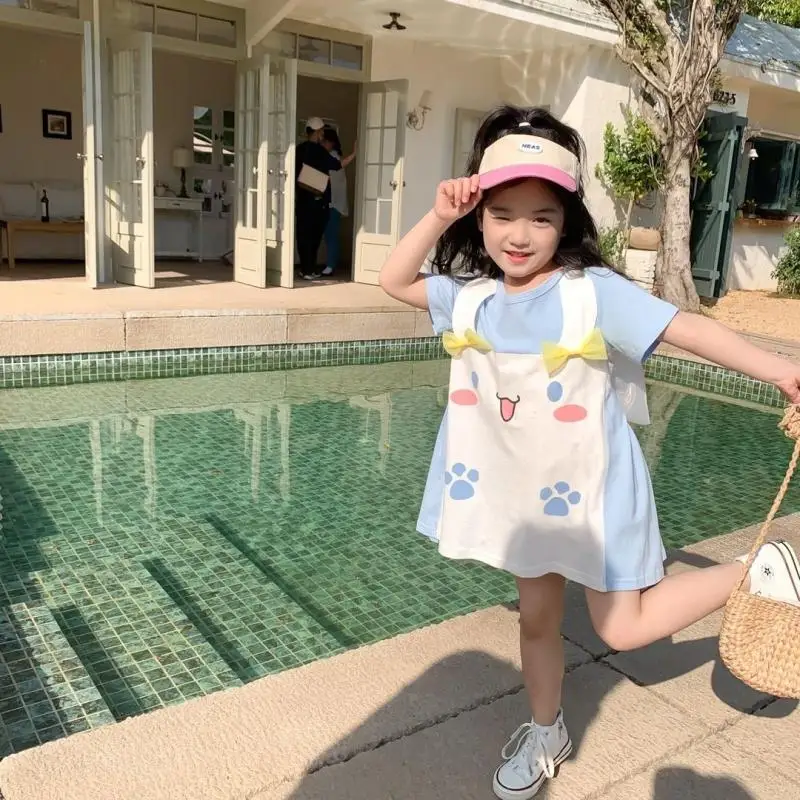 

Милая летняя плиссированная юбка Sanrios Cinnamoroll с милым мультяшным бантом для девочек детские милые платья Детские игривые подарки на день рождения