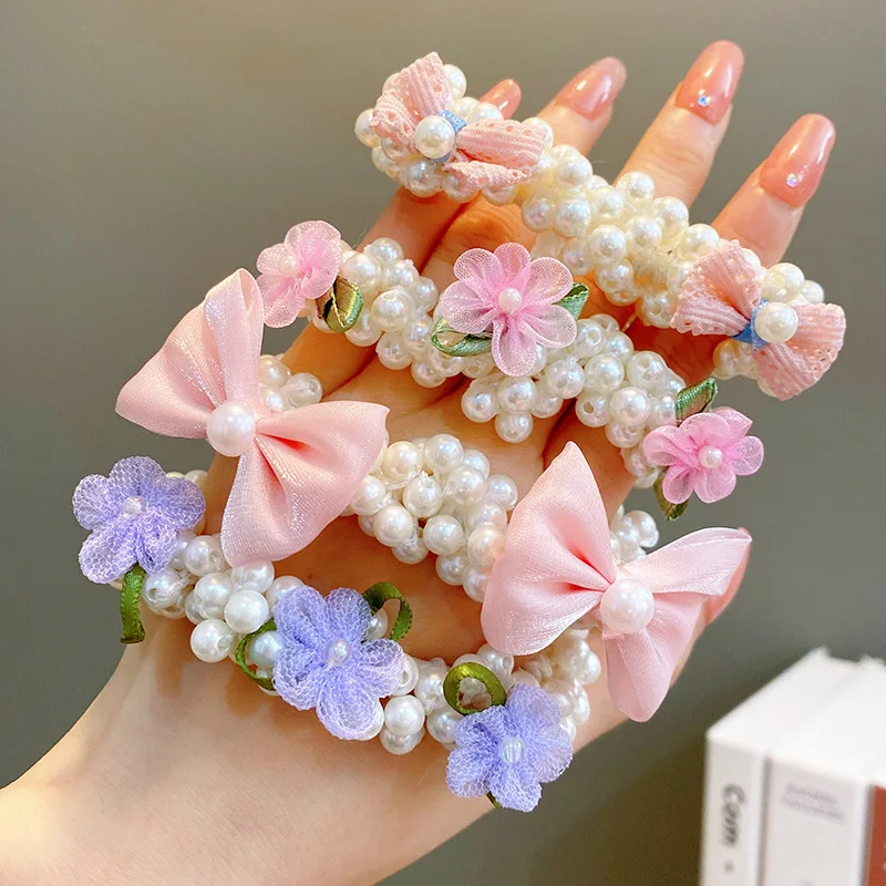 

Children Pearl Hair Ties Fashion Korean Style Hairband Scrunchies Girls Ponytail Holders Rubber Band Hair Accessories