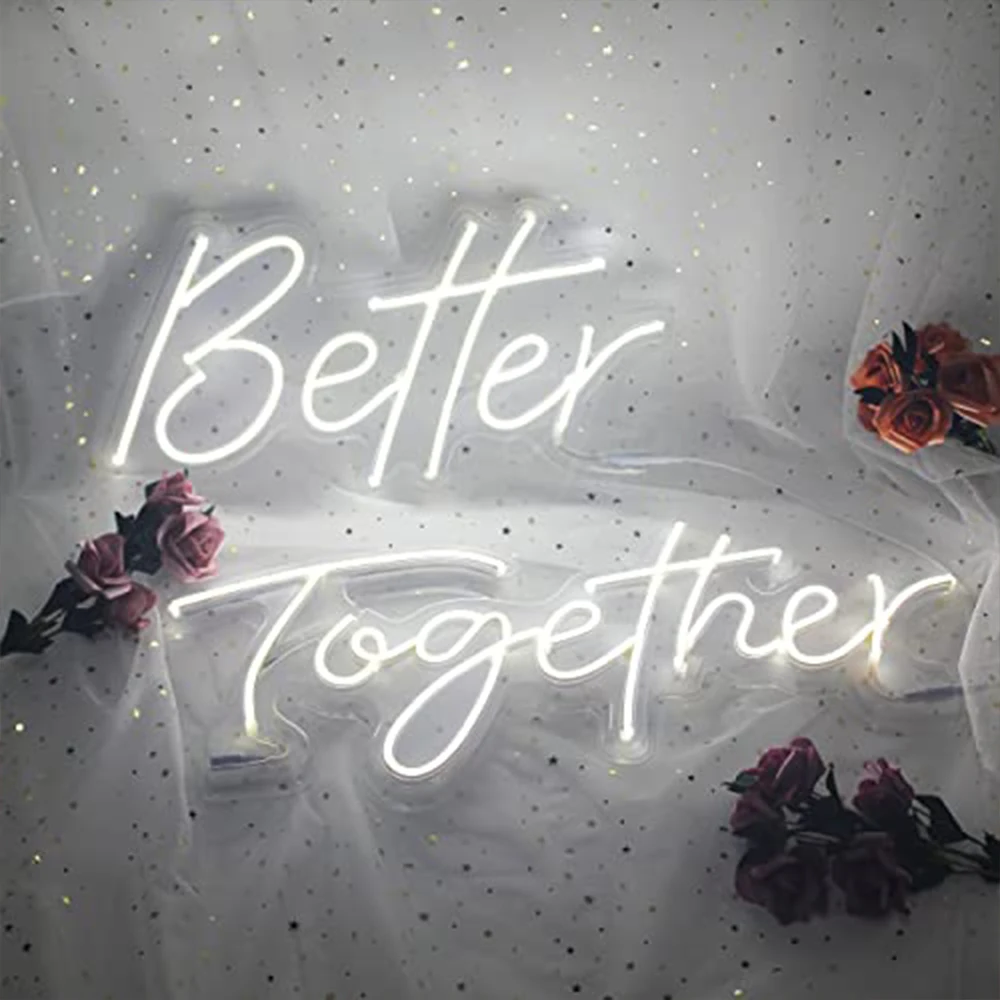 LED Better Together Neon Sign Custom Neon Sign Wedding Party Bedroom Birthday Valentine's Day Decoration Lights