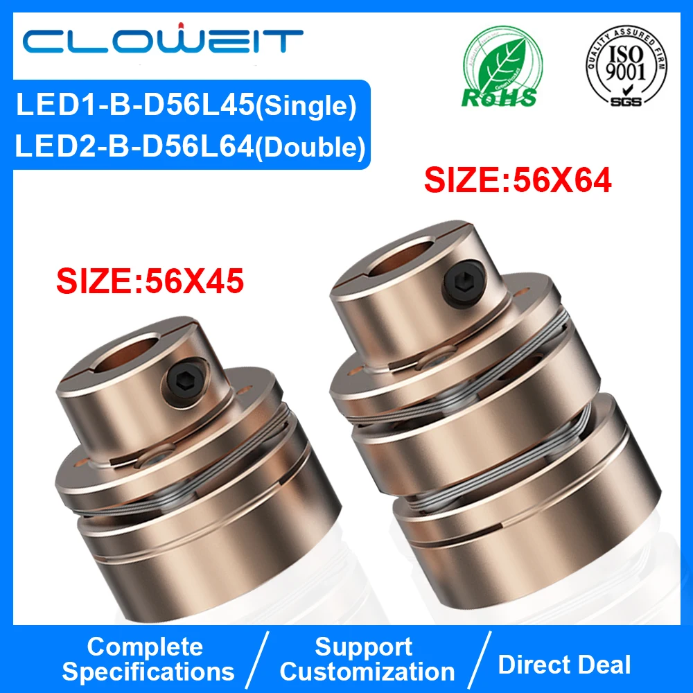 

Flange Coupling LED D56L45/64 Flexible Motor Shaft Coupler Aluminium Diaphragms Universal Joint For 3D Printer Cardan Rc
