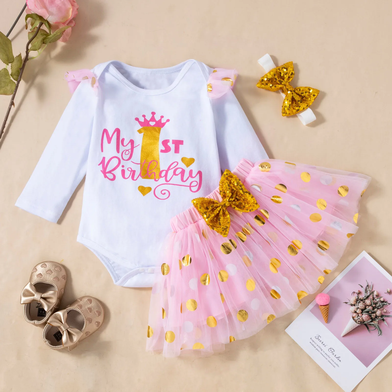 Детский комбинезон-пачка с бантом на первый день рождения |