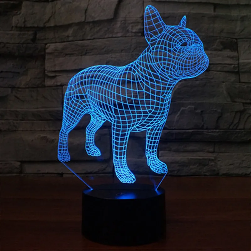 

Funny French Bulldog 3D Lamp LED Night Light Action Figure 7 Colors Touch Table Decoration Light Optical Illusion