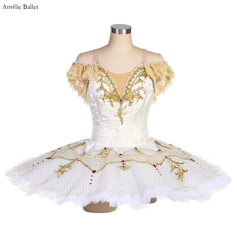 

B22503 Customized Off Shoulder Ivory Professional Ballet Dance Tutu Girls & Women Ballet Performance Costumes Pancake Tutu Dress