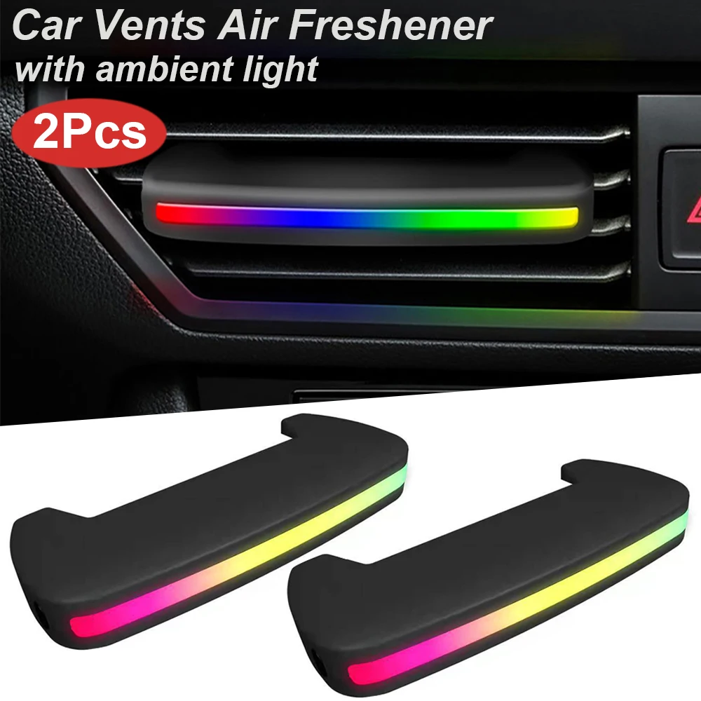 

Car Air Freshener with LED Light Vent Clip Aroma Decorate Diffuser Atmosphere Solid Perfume Fragrance Diffuser Aromatherapy Lamp