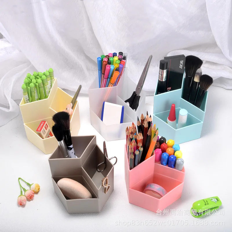 

Канцелярские принадлежности, косметический Органайзер, коробка, четырехсторонний трехслойный держатель для карандашей и ручек для школы, ...