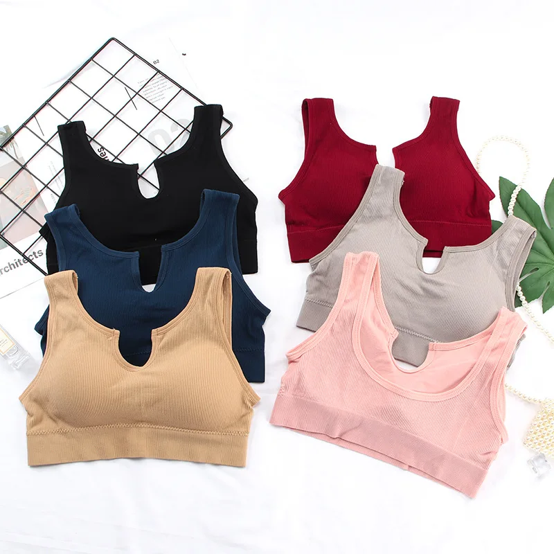 Женский спортивный бюстгальтер бесшовный с резьбой привлекательный большой