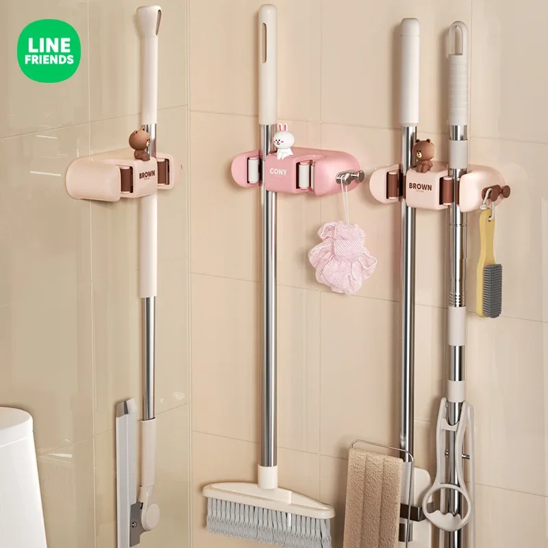 LINE FRIENDS Коричневый Cony Punch Free Настенная подставка для швабры с двойной головкой