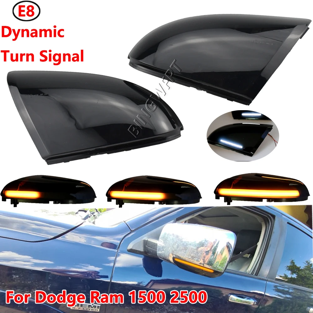 

2pcs Amber For Dodge Ram 1500 2500 2009-2012 2013 2014 Car Led Side Mirror Light Turn Signal Dynamic Indicator Lamp Accessories