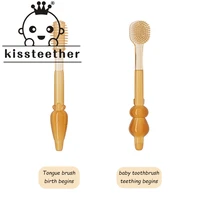 kissteether new baby products silicone toothbrush creative baby tongue coating milk oral cleaning toothbrush molar stick toy set