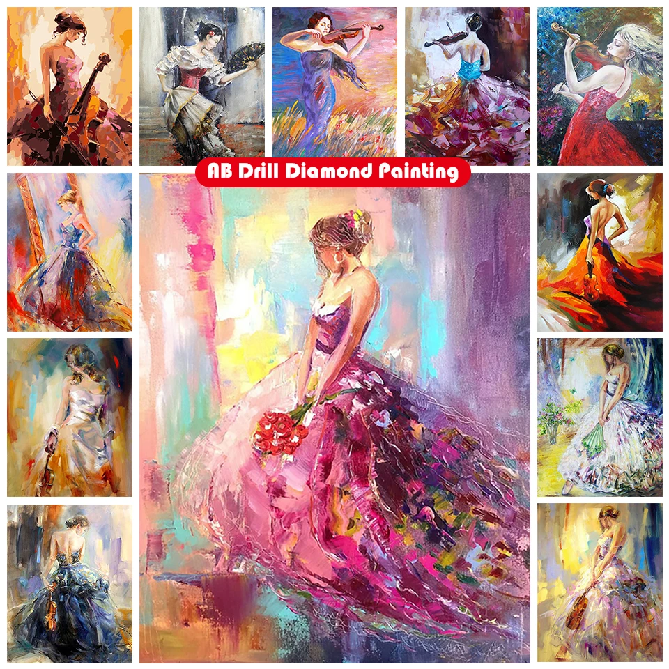 

Zipper Bag 5D DIY AB Diamond Painting Kit Colored Woman Back View Full Square Round Diamond Embroidery Mosaic Home Decor