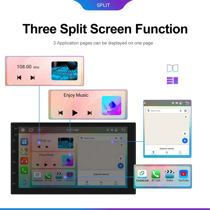 Android 13 7-дюймовый автомобильный радиоприемник 2 Din Беспроводной Carplay Auto