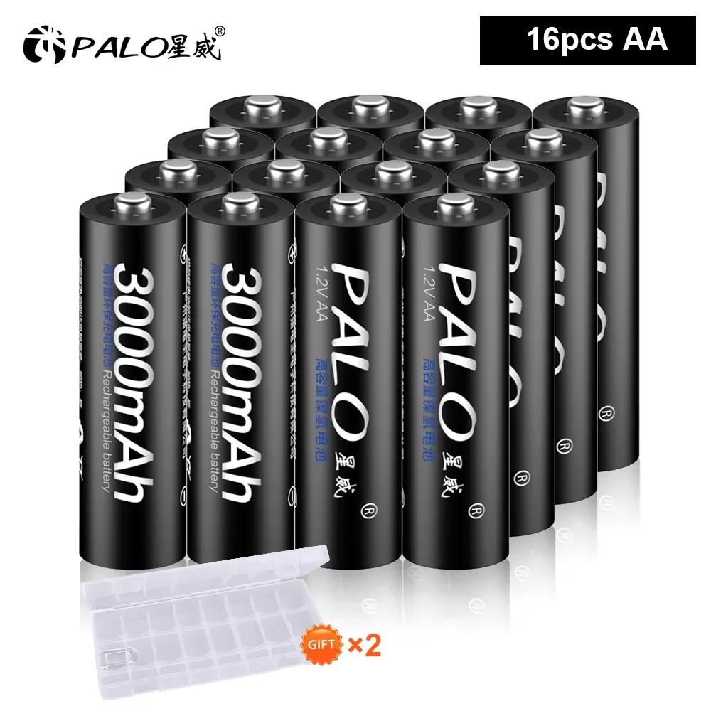 

NEW2023 PALO 2a AA Rechargeable Battery AA NiMH 1.2V 3000mAh Aa Rechargeable Batteries for Remote Control Toy Camera 1.2v Aa Bat