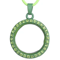5pcs round rhinestone pu leather rope floating locket alloy pendant charm jewelry diy making necklace keychain women men