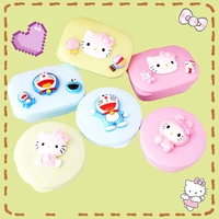 hello kitty soap boxs kawaii anime square circular cute draining bathroom cover anti bubble water shower lovely girls gifts