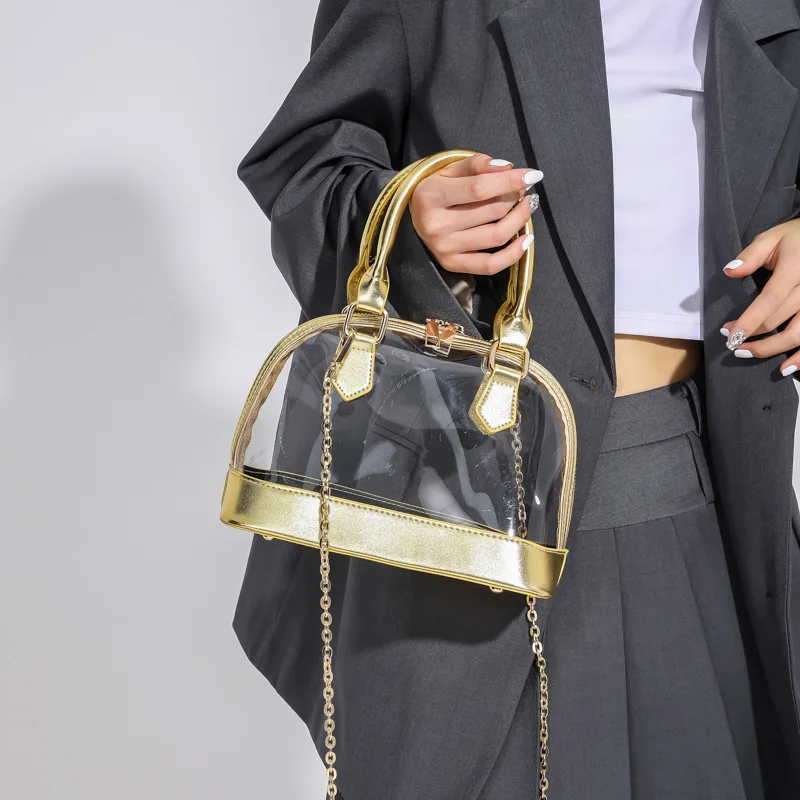 PVC Transparent Women's shoulder bag 2023 new summer fashion Shell bag Splicing chic party high quality luxury ladies hand bags