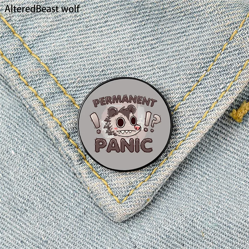 

Permanent Panic Opossum Printed Pin Custom Funny Brooches Shirt Lapel Bag Cute Badge Cartoon enamel pins for Lover Girl Friends