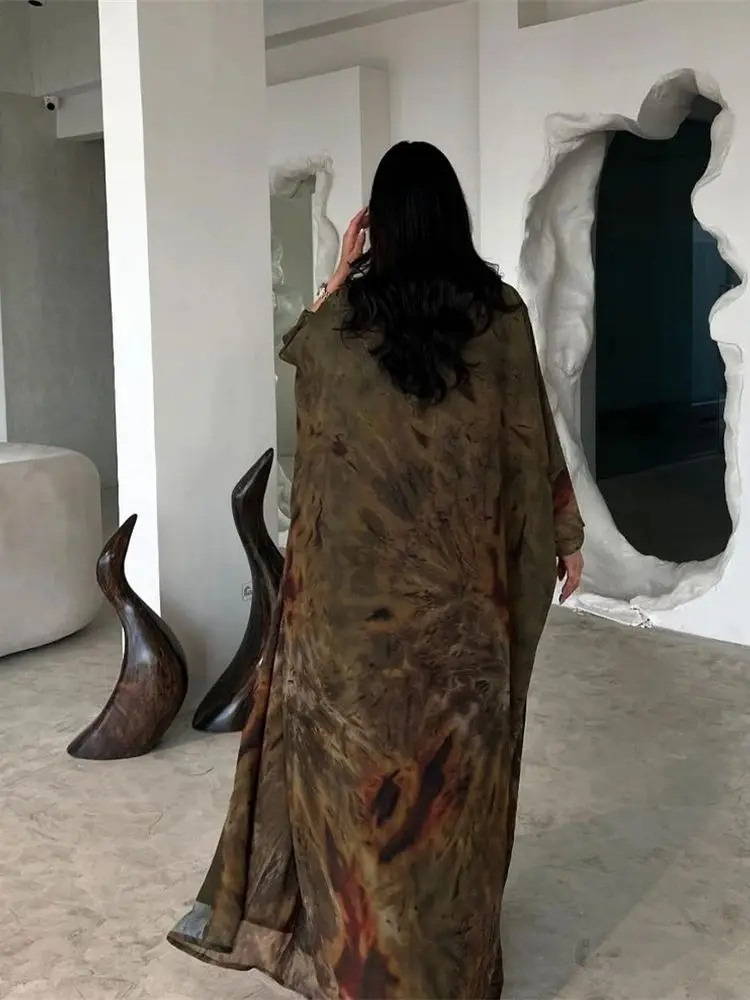 Рамадан Ид Открытое Кимоно Абая Дубай Мусульманский Кафтан Платье Ислам