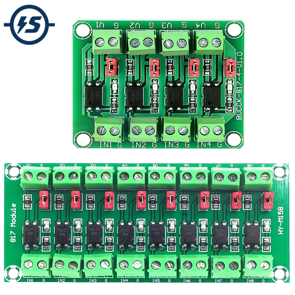 

4 8 Channel 817 Optocoupler Isolation Board Voltage Converter Control Transfer Driver Photoelectric Isolated Module 3.6-24V