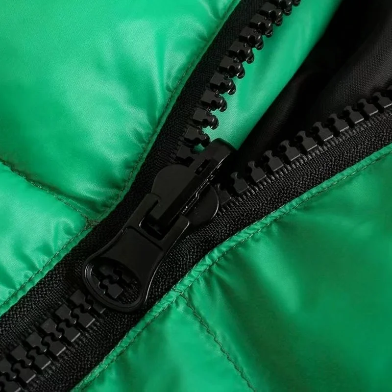 Women's Stand Collar Short Jacket Fall/Winter Fashion Loose High Street Green Cotton Jacket Warm All-match Short Cotton Jacket