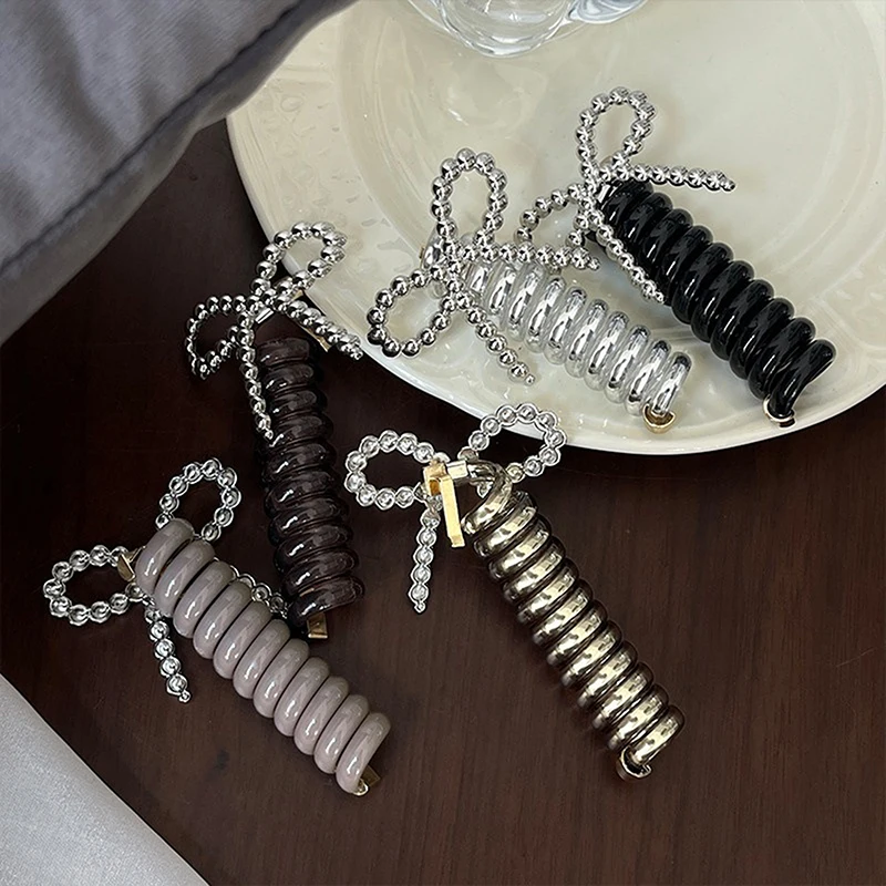 Модный бант из бисера телефонная проволока повязка для волос хвост коса