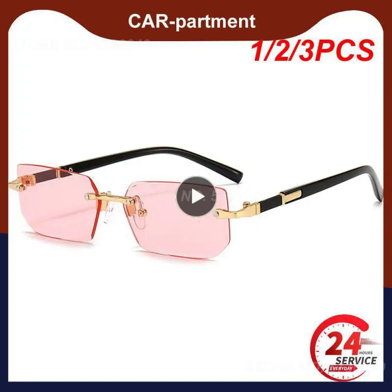 

1/2/3PCS Gradient Rimless Frame Candy Color UV400 Shades Sun Glasses Oversized Square Sunglasses Travel Eyewear