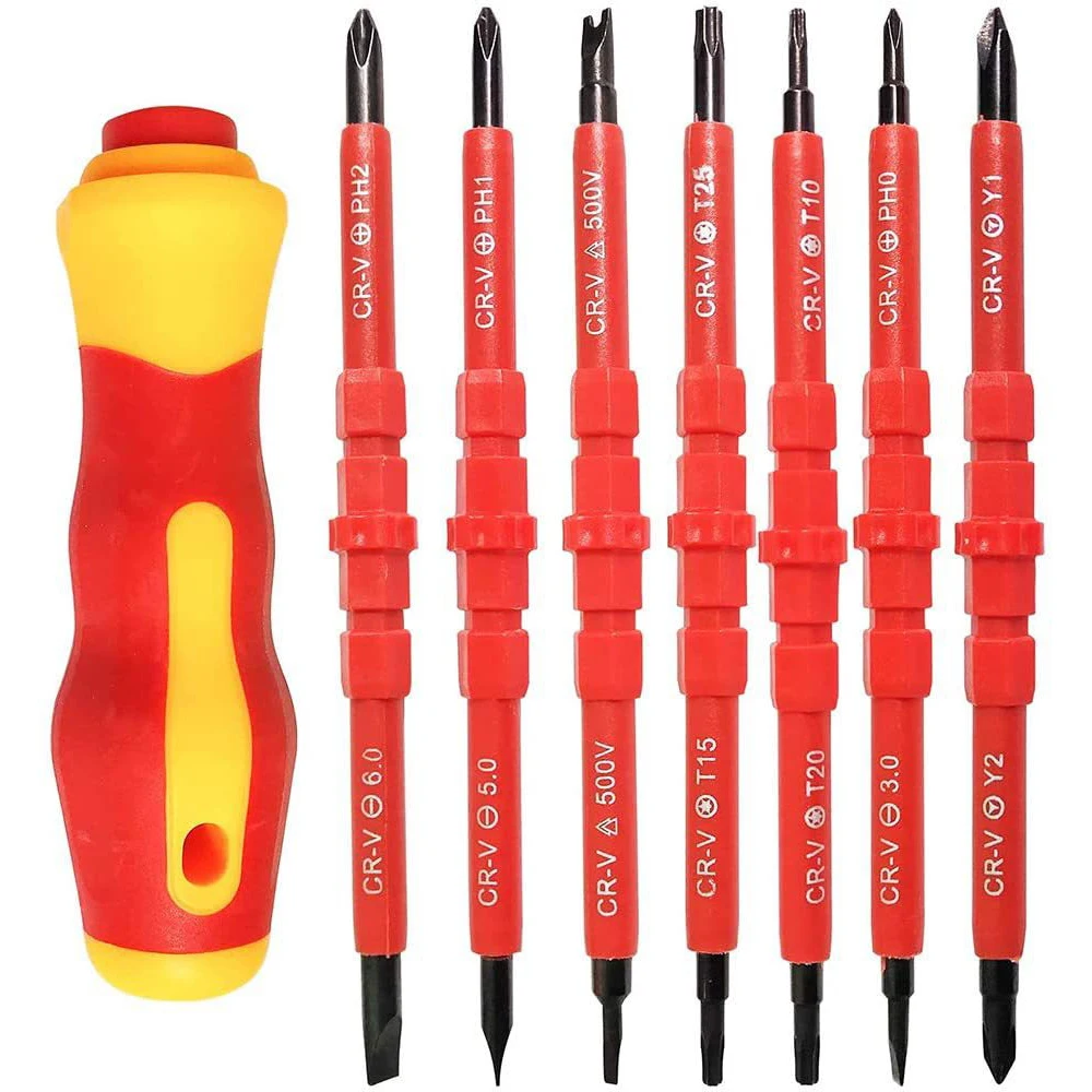 

7 in 1 Multi-funchtion Electrician Screwdriver Set Double End Torx Phillips Slotted Screwdriver Bit With Handle