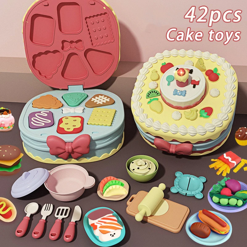 Children's homemaking clay cake toy double layer three layer hamburger machine plasticine mold super light clay suit