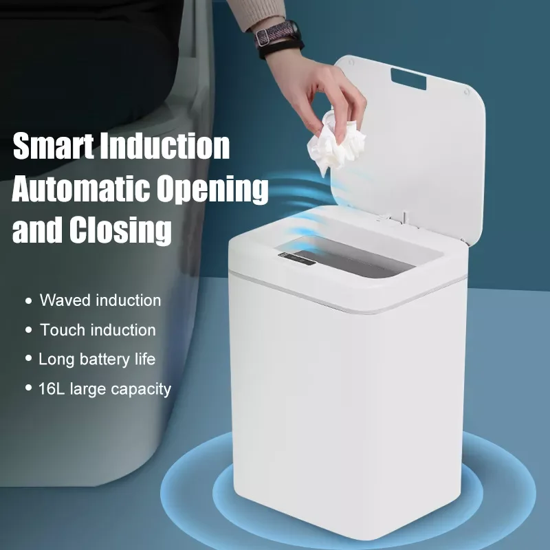 

NEW2023 16L Smart Induction Trash Can USB Charging Rubbish Can Home&Kitchen Touch Sensor Garbage Bucket Free 1 Rolls Of Garb