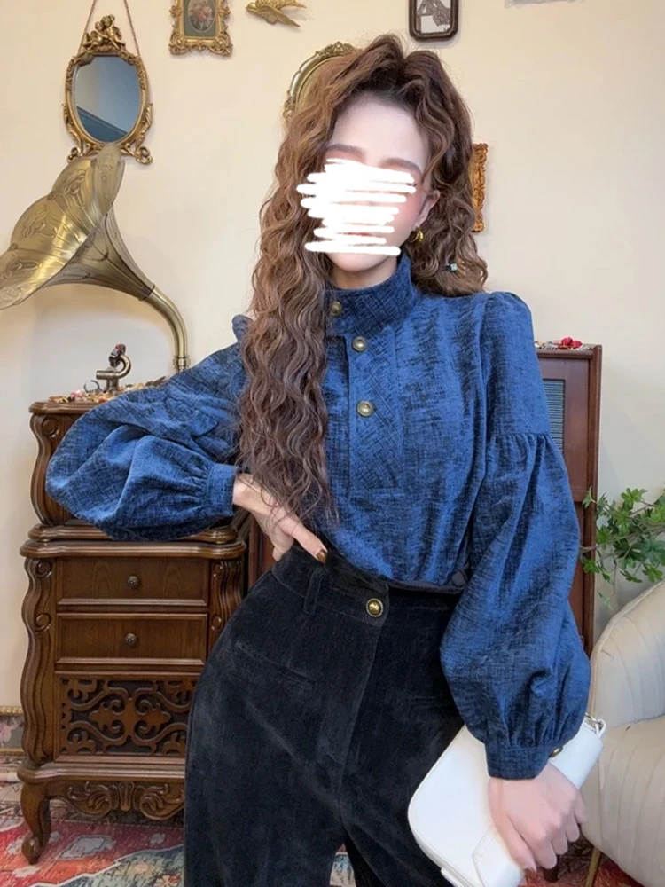 Высококачественные элегантные рубашки с воротником-стойкой женские осенние и