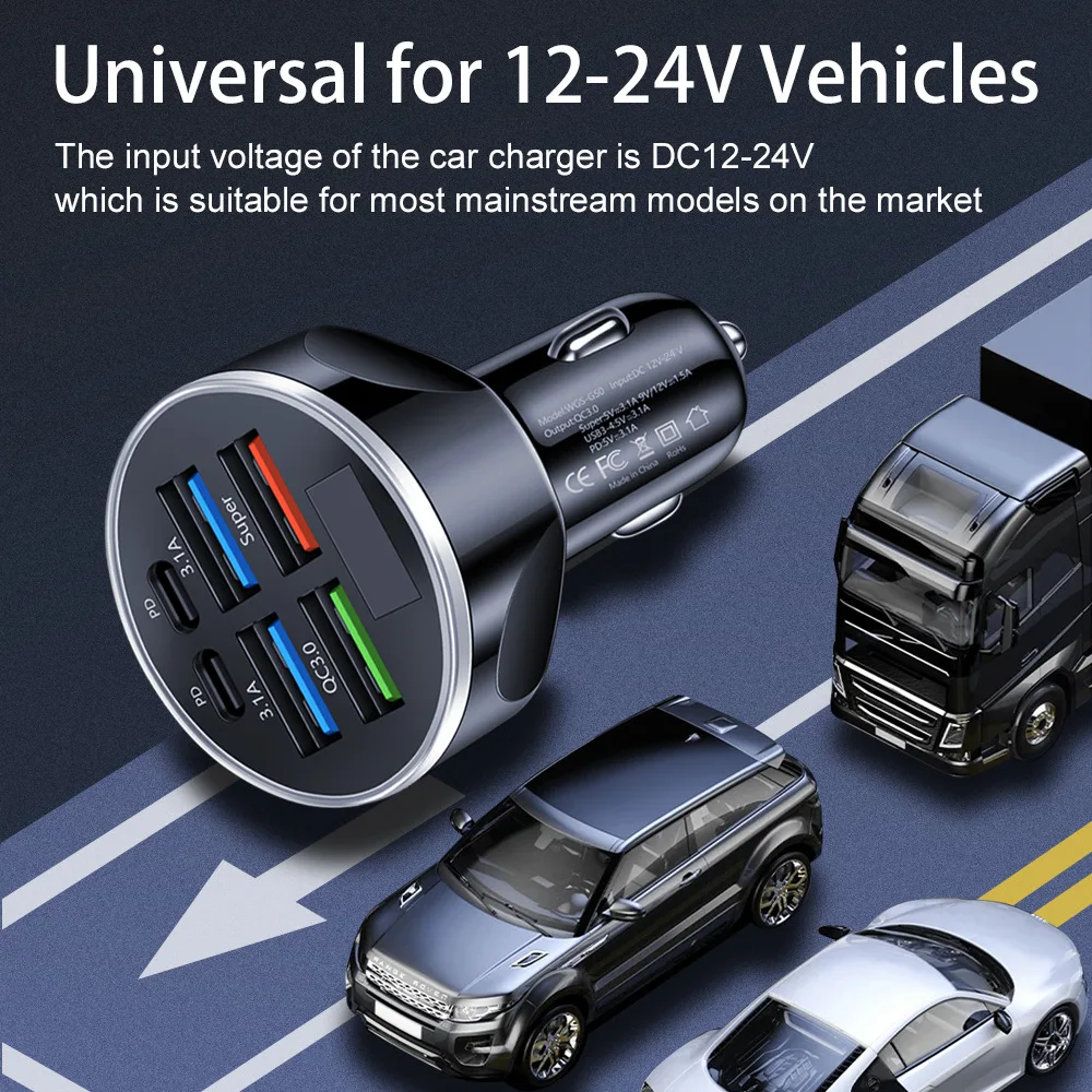 Автомобильное зарядное устройство с 6 USB-портами 100 Вт