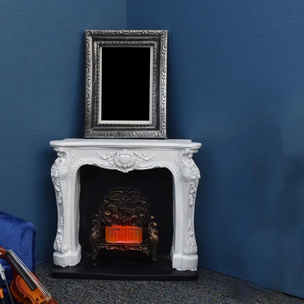 

1:12 Miniature Fireplace Simulation Doll House Furniture Scenes Decoration