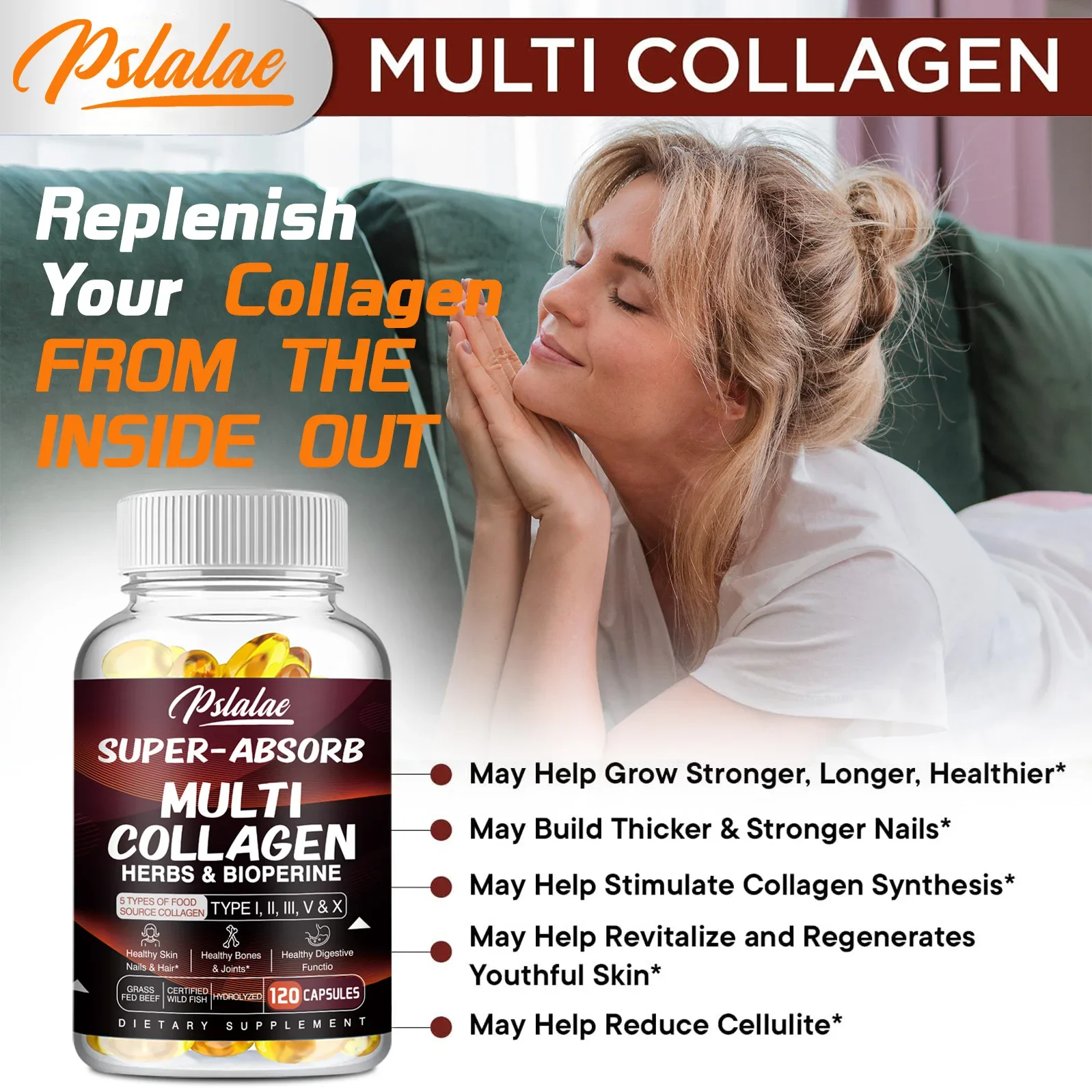 

Multiple Collagen Supplements - Anti-Aging, Support Hair, Skin, Nails, Dietary Supplement