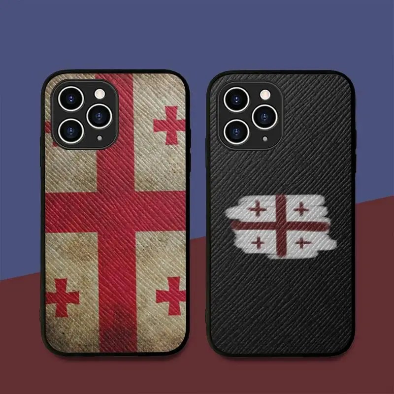 

Georgia flag Phone Case Hard Leather Case for iPhone 11 12 13 Mini Pro Max 8 7 Plus SE 2020 X XR XS Coque