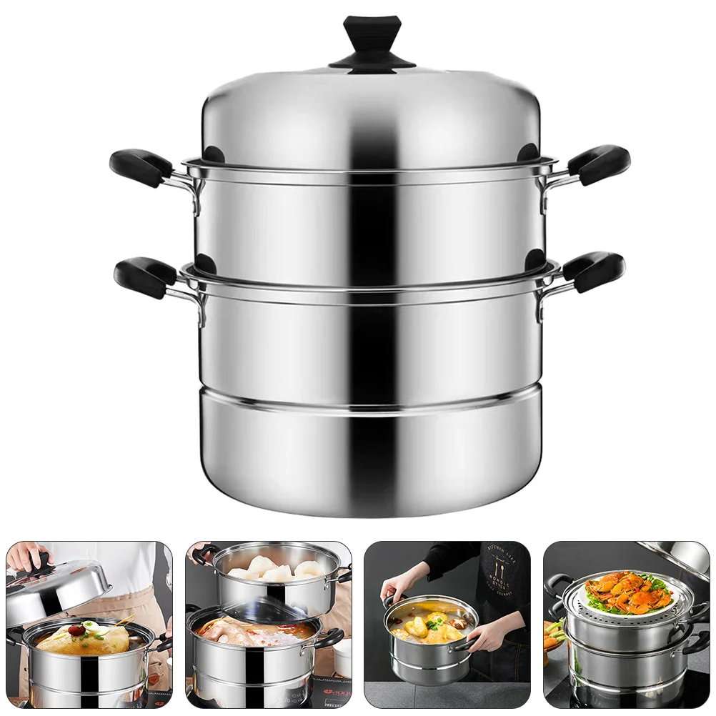 

Stainless Steel Steamer Pot Streamer Stock Pot Chinese Steaming Pot Cookware Pot Multi Layer Boiler Pot