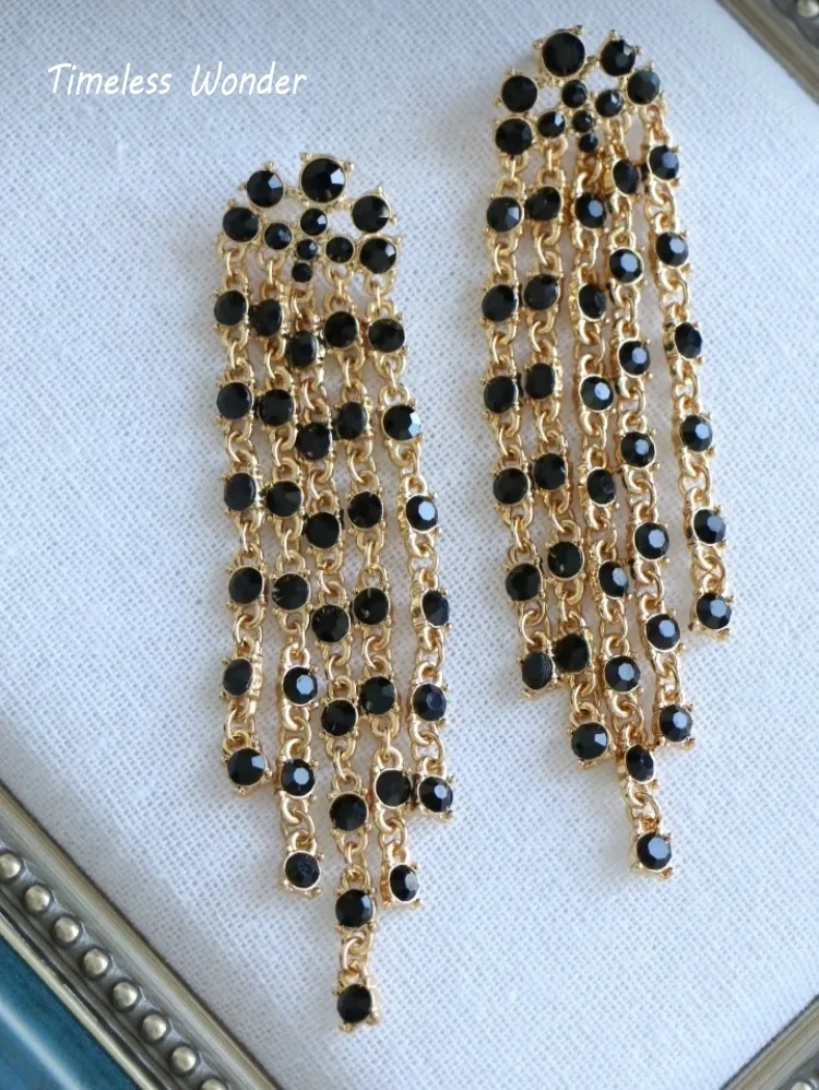 

Timeless Wonder Vintage Zircon Geo Tassel Stud Earrings for Women Designer Jewelry Goth Runway Gift Rare Top Chinese Style 4423