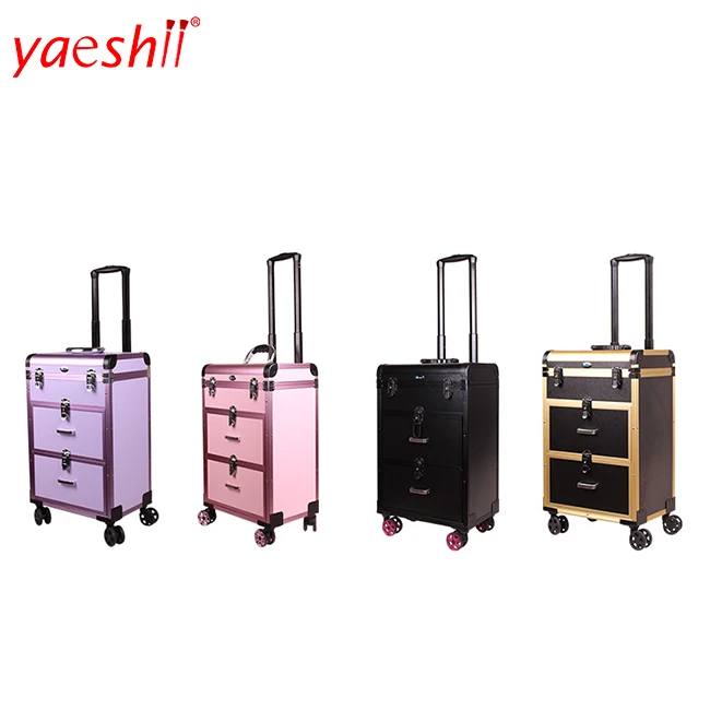 

Yaeshii Professional Trolley Makeup Case With Three Drawers nail trolley