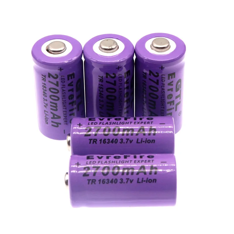 

100% New 2700mAh Rechargeable Li-ion 16340 Battery UniversALBC LED Flashlight Expert 2700mAh LS 16340 3.7V Li-ion Purple Color