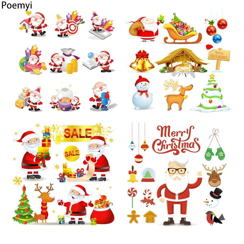 

Santa Claus Iron on Clothing Thermoadhesive Patches Print-on T-shirt Elk Heat Transfer Stickers for Christmas Patch Applique