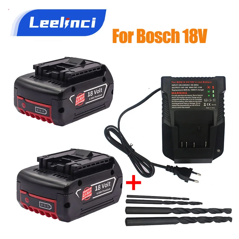 

Li ion Battery For Bosch 18V 6.0Ah Screwdriver Battery For Bosch GBH GSR 1080 Replacement Rechargeable 18650 Batterie Charger