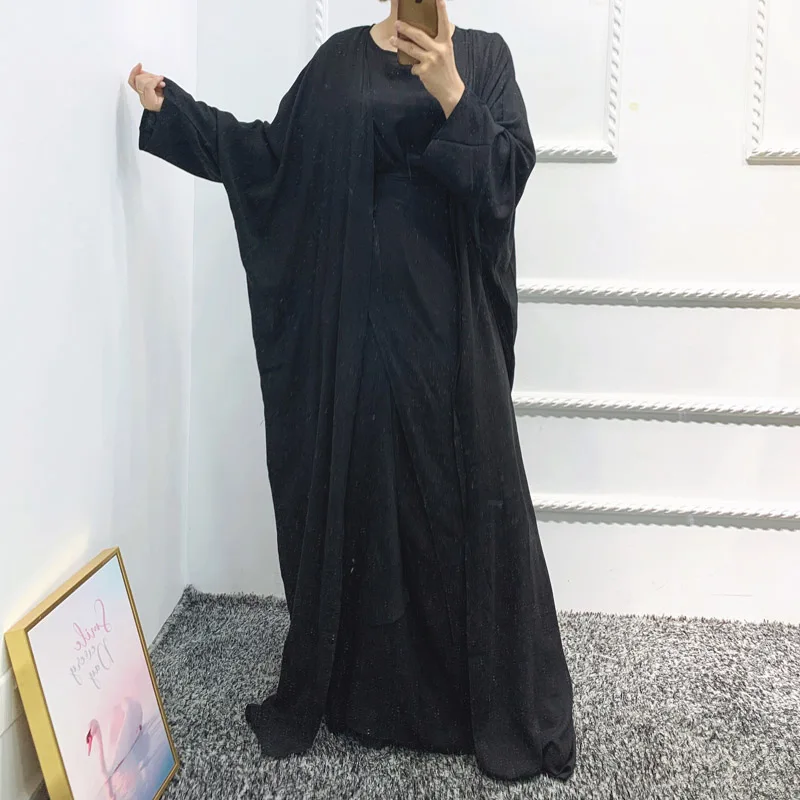 Muslim Kaftan Abaya Dubai Turkey Women Dresses Luxury Long Dress Cardigan Apron Three Piece Suit With Hijab Islamic Clothing