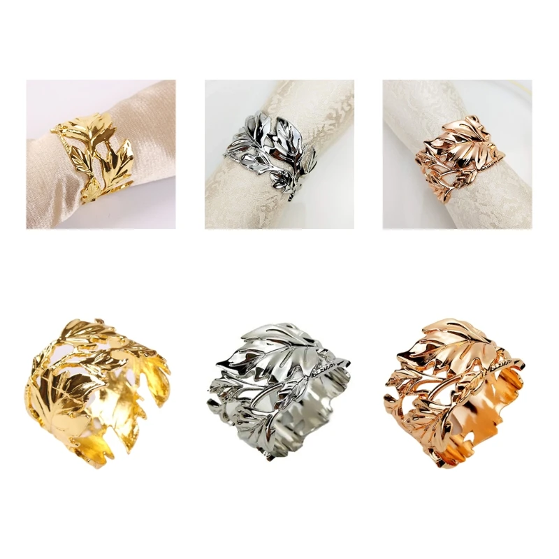

6 шт. набор колец для салфеток из сплава в виде кленового листа ручной работы